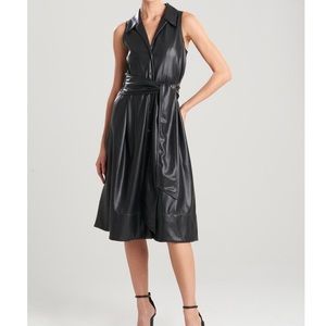 Natori faux leather sleeveless midi shirtdress, size M, worn once